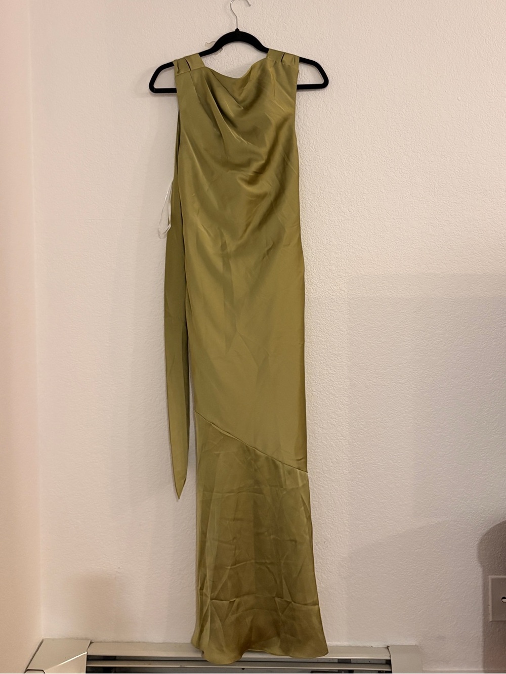 AW Bridal Olive Green Satin Celestia Dress Size 2